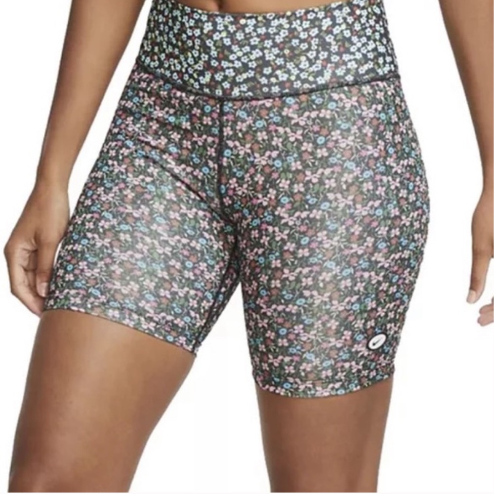 Nike Printed Bike Shorts High Rise Ditzy Mixed Print Floral Multi Dri Fit Small